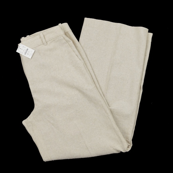 New JCREW Size 10 Tall Linen Blend Remy High-Rise Wide-Leg Pant Flax $118 CJ925 - Picture 2 of 3